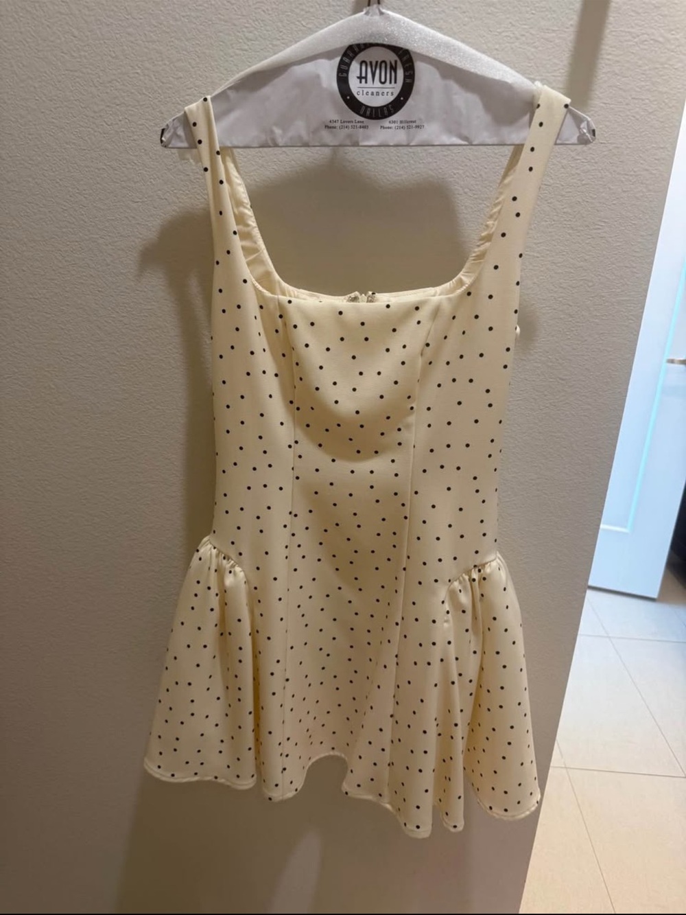 AYON Cream Polka Dot Mini Dress